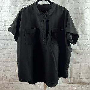 Figs Technical Collection Button-front scrub top. 2 front pockets. XL Black.
